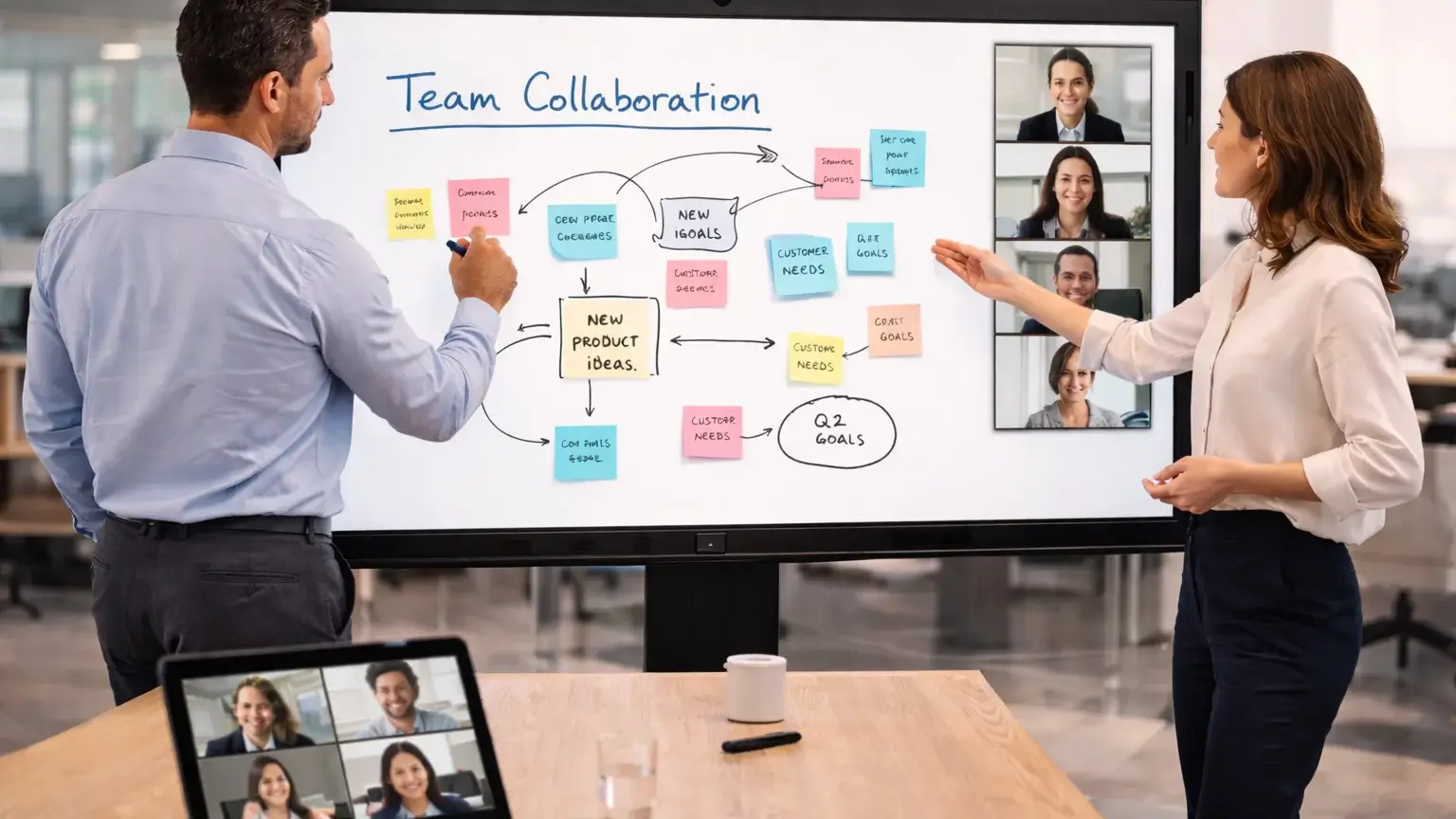 Team brainstorming in the conference room